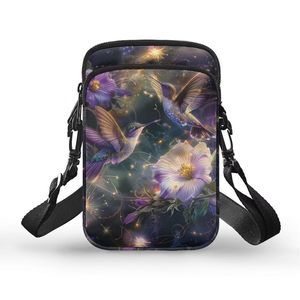 Glitter Hummingbird Floral Crossbody Bag - 7.1 X 4.3 X 1.97 Inches B)